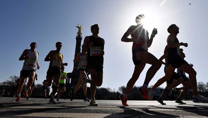Runners taking part in the annual Berlin half-marathon on Sunday