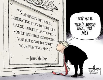 Political cartoon U.S. John McCain death selfless Trump
