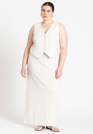 Eloquii, Striped Linen Maxi Column Skirt