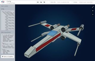 Tridiv can create complex 3D models like this X-Wing, for example