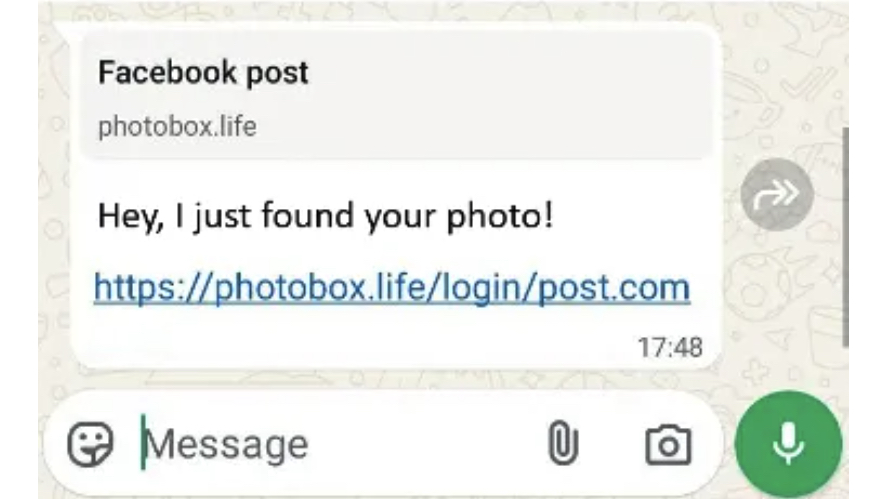 A GhostPairing WhatsApp scam message