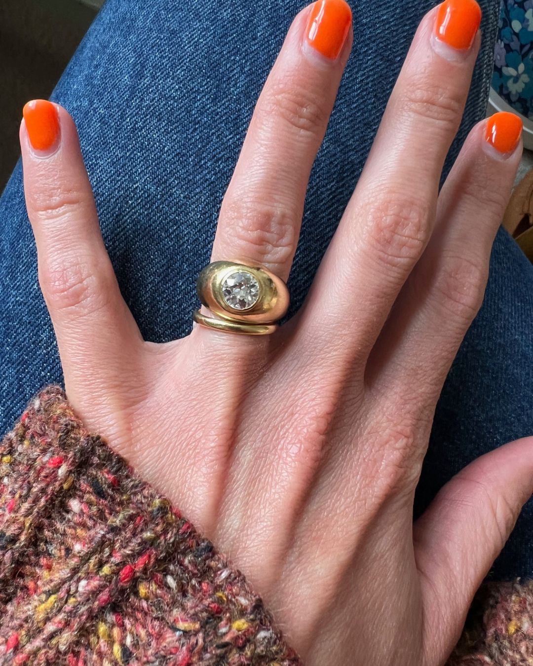 florrie thomas engagement ring wedding band combo