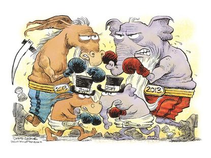 Political cartoon Republicans Democrats partisanship
