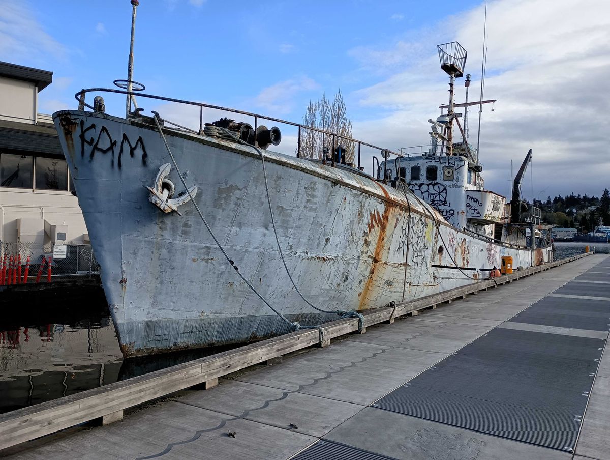 An old, docked boat