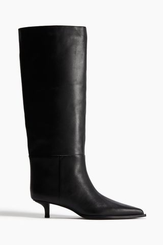 Pointed Knee-High Leather Boots