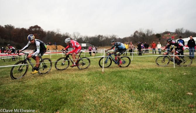 Tim Johnson (Cannondale Cyclocrossworld.com) leading a select group on the last lap