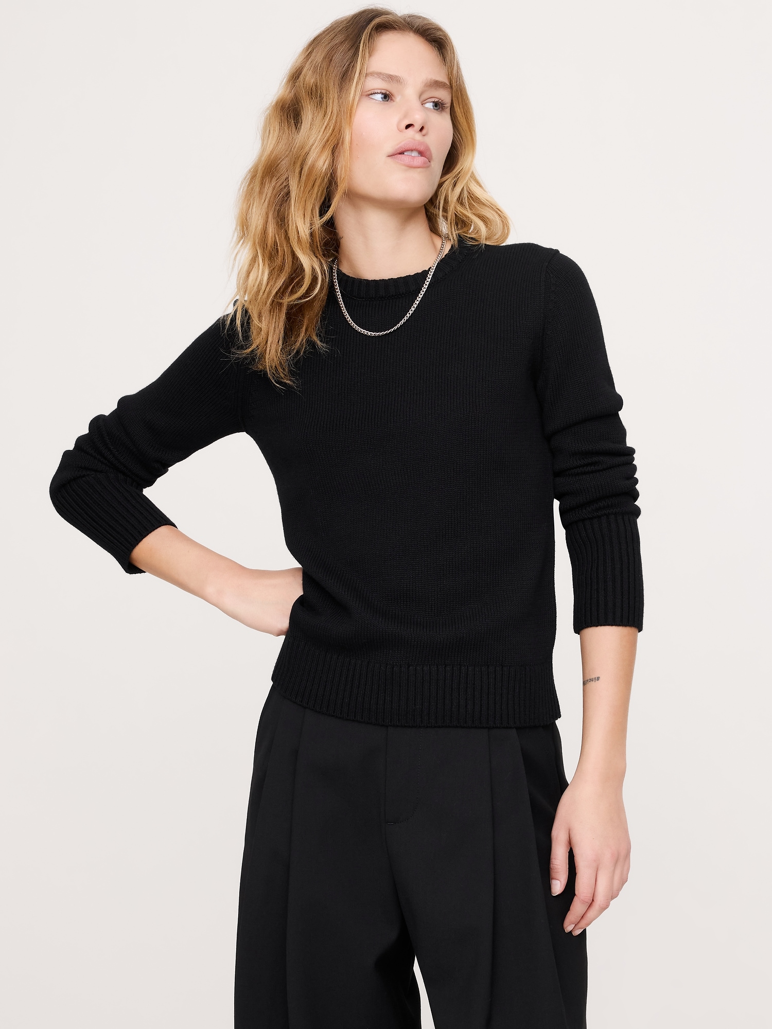 Cotton-Silk Crew-Neck Sweater
