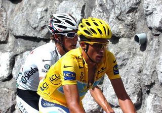 Alberto Contador and Andy Schleck look cool and collected on the Côte d'Araches.