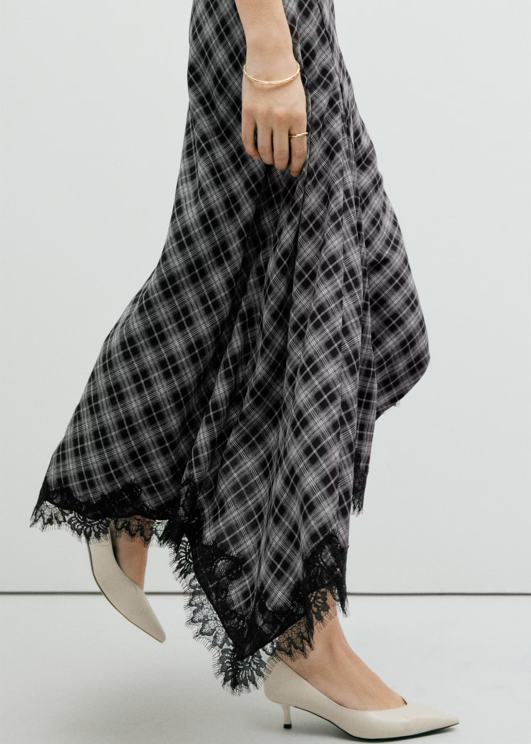 Mango, Fluid Midi Checked Skirt