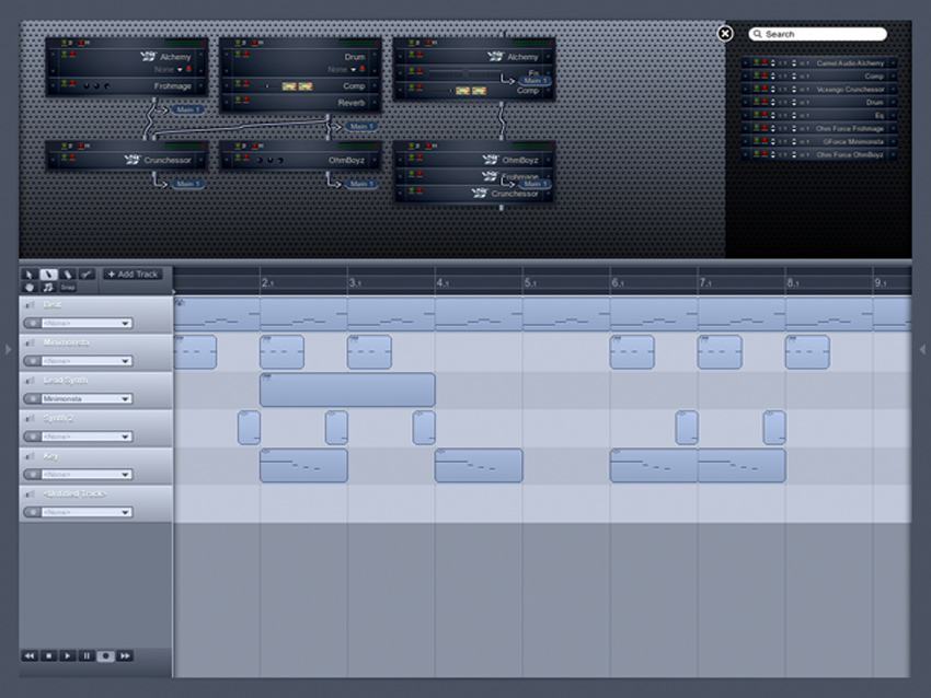 A multitrack project in Ohm Studio.