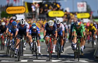 Mads Pedersen (Trek-Segafredo) sprints in for third place on stage 2 at Tour de France in Nyborg