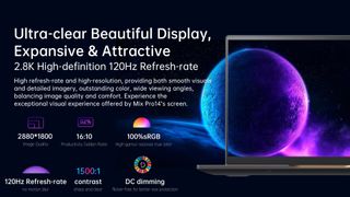 Details on the 2.8K HD 120Hz screen in the Haier Mix Pro14 Ultrabook