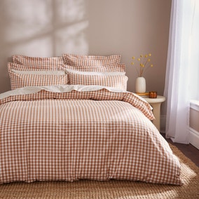 Portloe Woven Gingham 100% Cotton Duvet Cover &amp;amp; Pillowcase Set