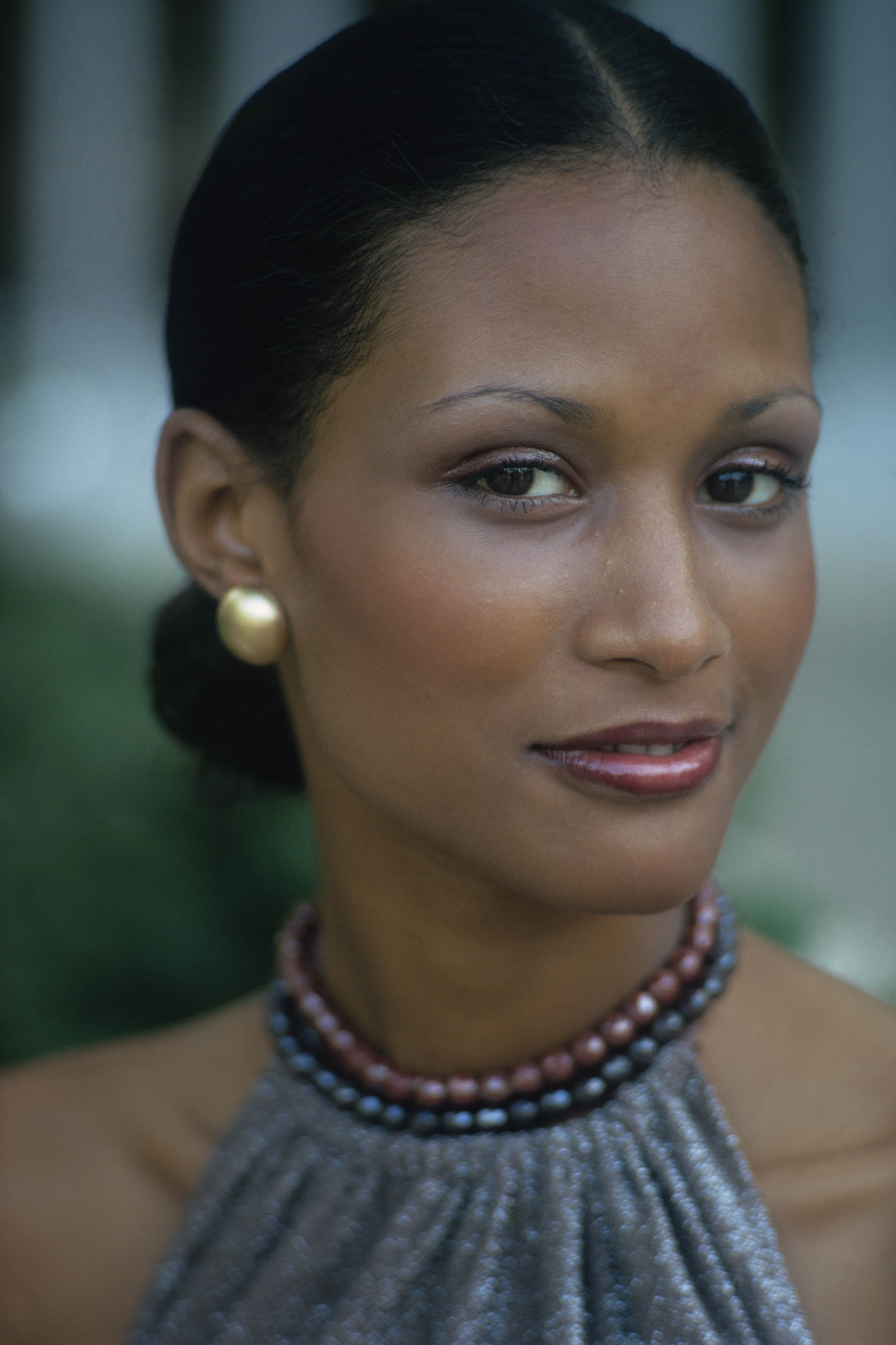 Beverly Johnson wearing berry lips and flushed cheeks in 1972