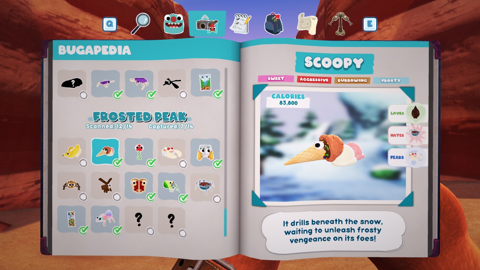 Bugsnax Bugapedia: Scoopy
