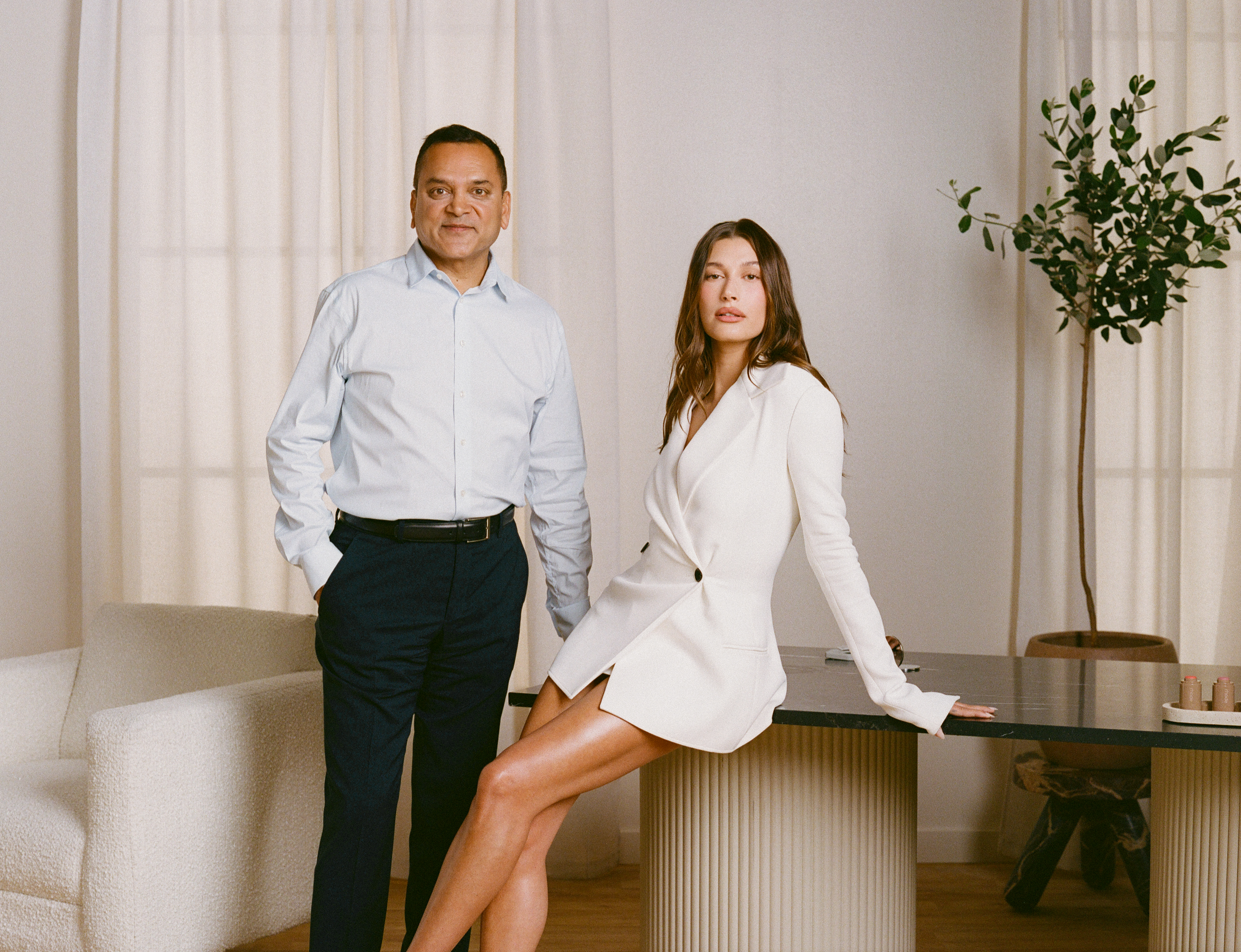Hailey Bieber and E.l.f. Chairman and CEO, Tarang Amin.