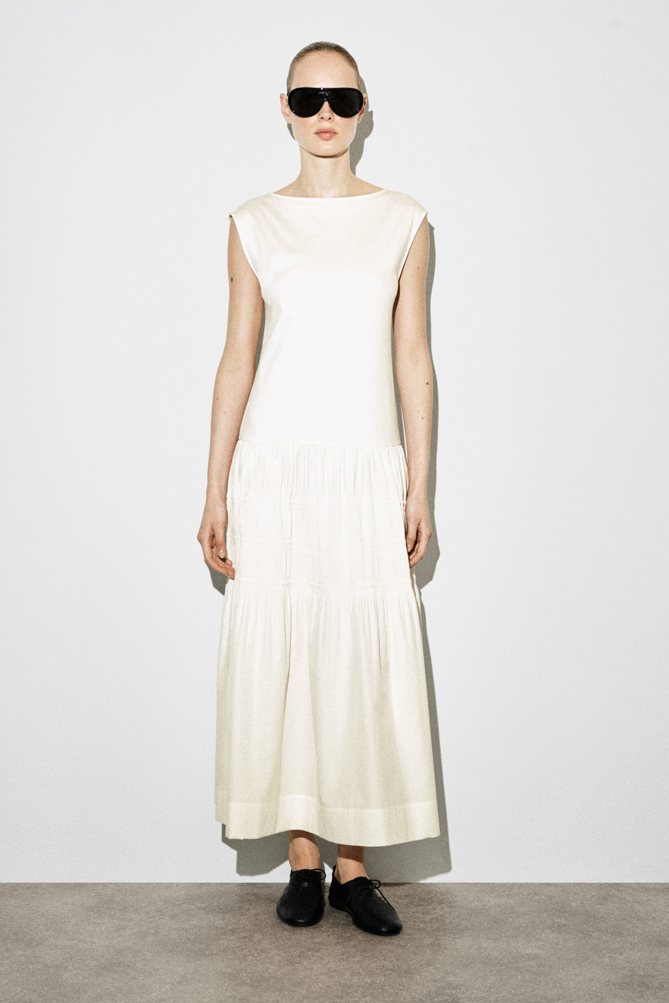 Tiered Gathered Midi Dress