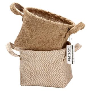 Sea Team Storage Baskets pair in jute and cotton with handles