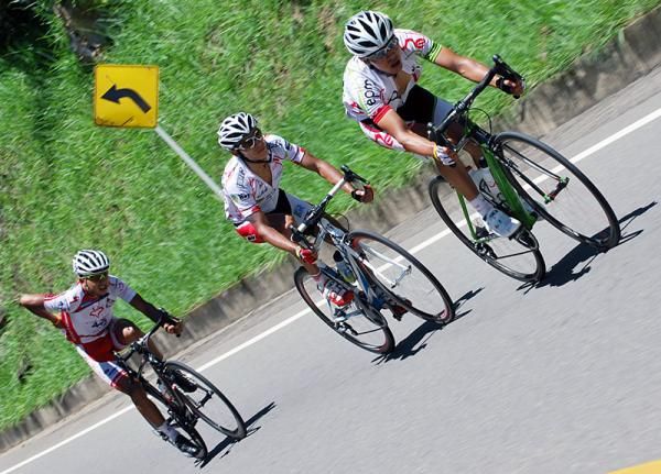 Breakaway riders on the move in stage 5.