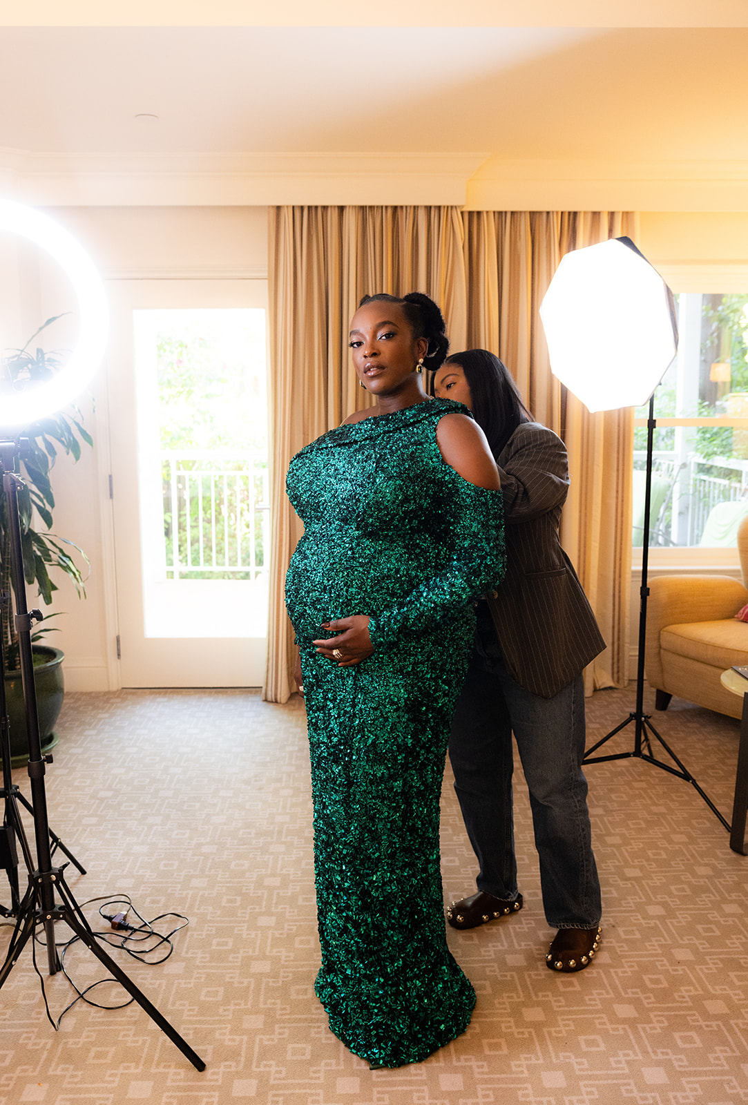 Wunmi Mosaku, star of Sinners, poses in a Louis Vuitton dress ahead of the 2026 Oscars red carpet