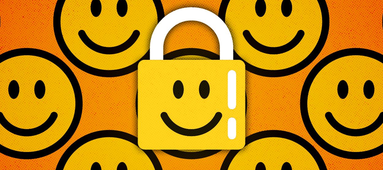 Smiley faces and a lock.