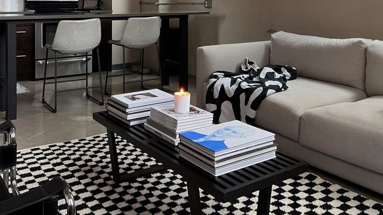 Black and white rug cut out 