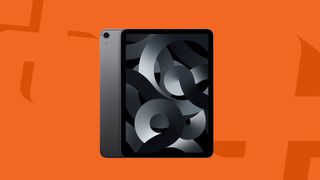iPad Air on an orange background