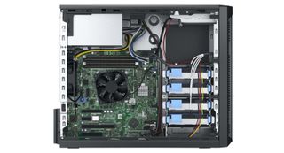 The insides of the Dell EMC PowerEdge T140 against a white background