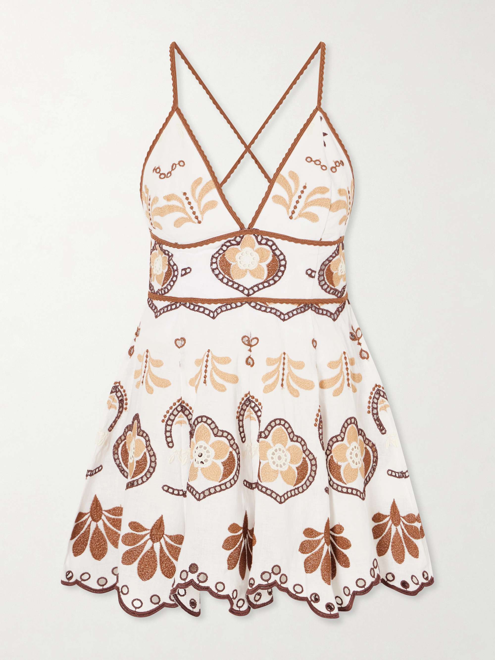 Jela Broderie Anglaise Cotton-Blend Mini Dress