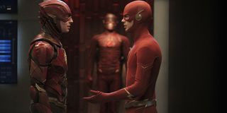 Ezra Miller and Grant Gustin in Arrow