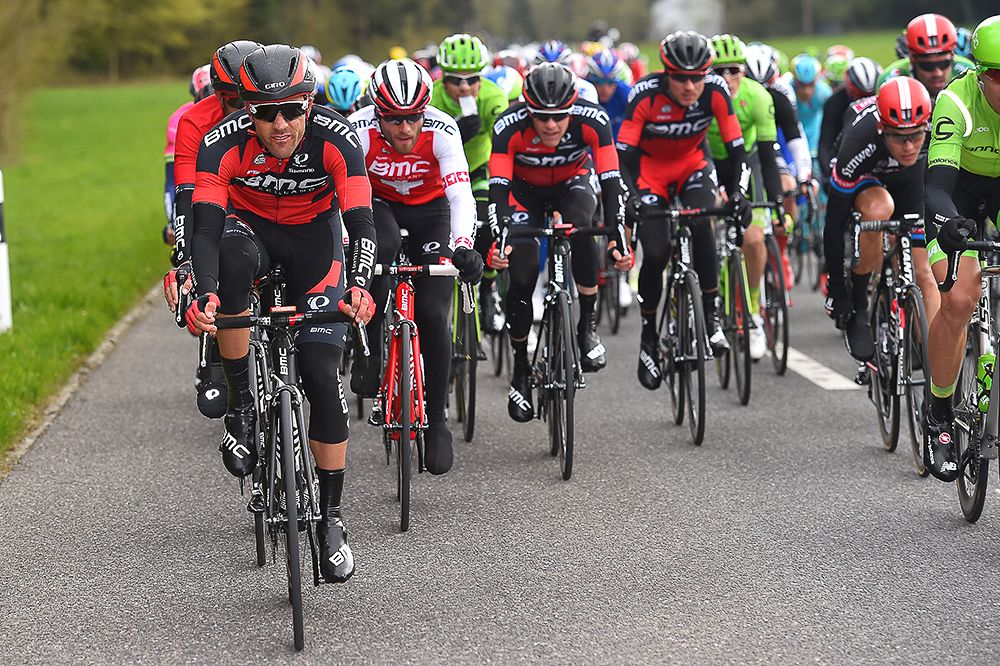 Amael Moinard (BMC) drives the pace during stage 4 at the Tour de Romandie