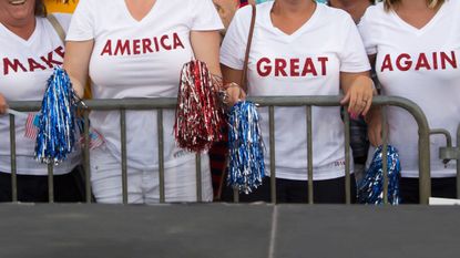 Women wearing Make America Great Again t-shirts