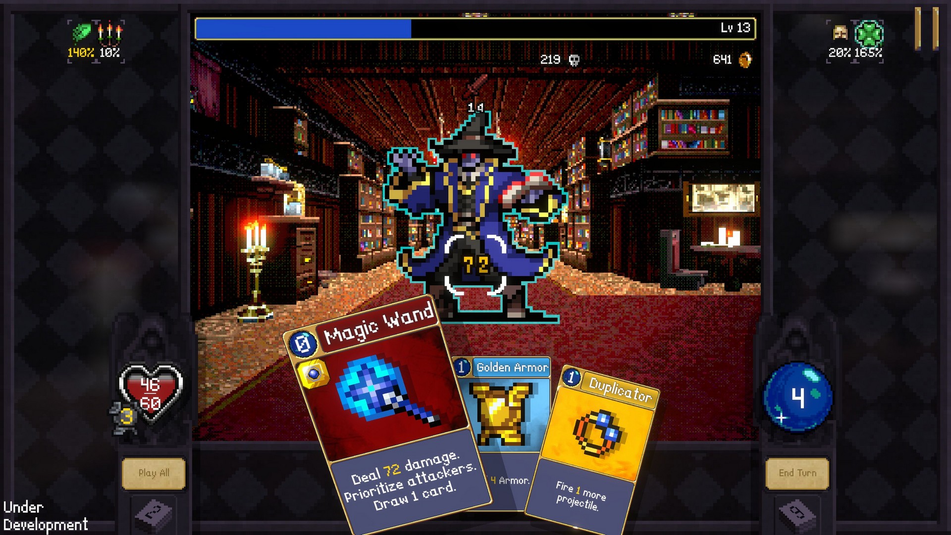 Fighting in the library in Vampire Crawlers, the players has encountered an evil wizard with a big hat