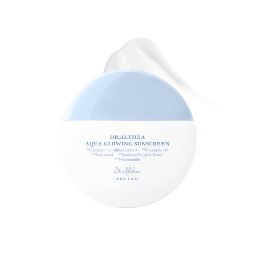 Dr.althea Aqua Glowing Sunscreen | Hydrating Sunscreen for All Skin Types | Non-Sticky Moisturizing Base for Makeup | Korean Vegan Face Sunscreen (45ml, Spf50 Pa++++)