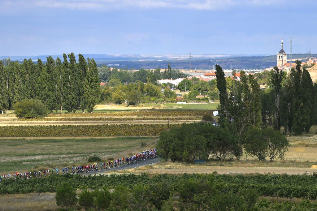 The riders pass through the Spanish countryside on stage 17