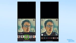 Two screenshots showing the Watercolor mode in FaceTime