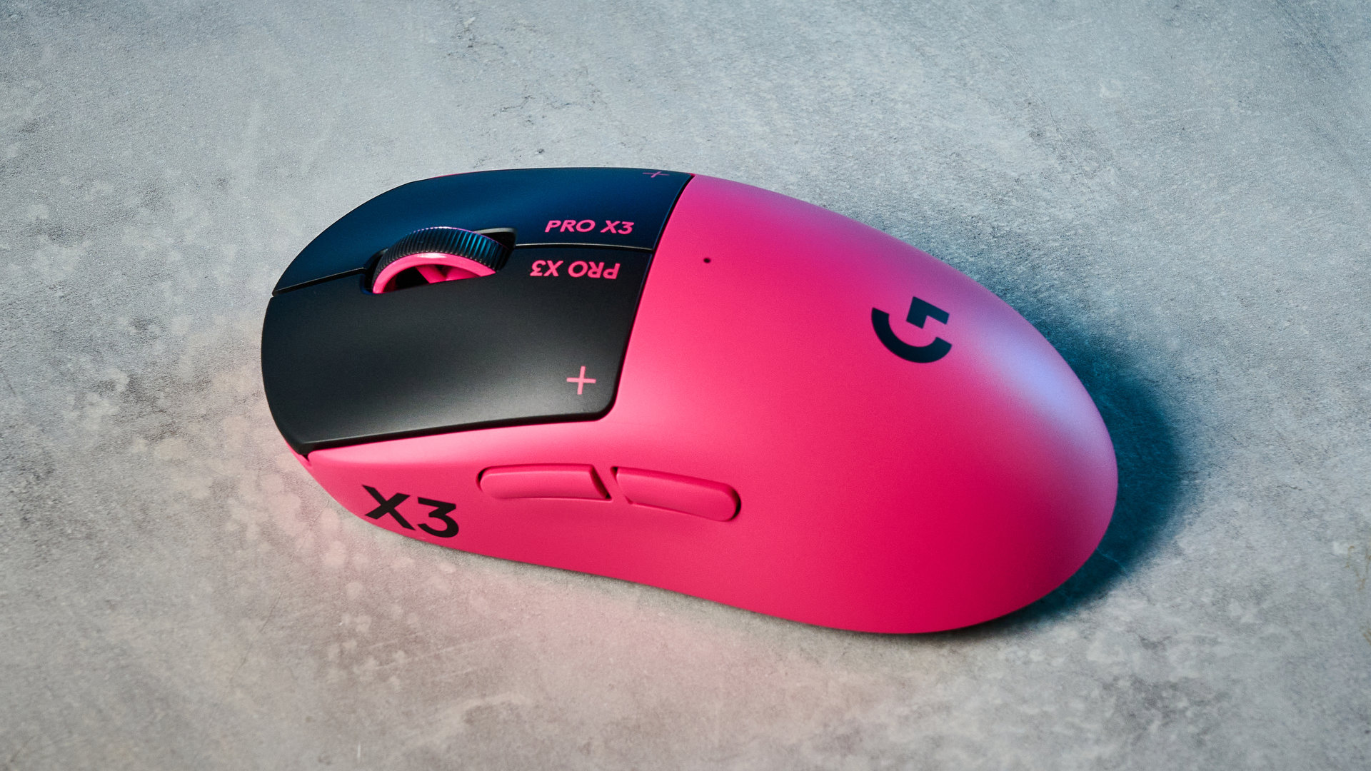 The Logitech G Pro X3 SuperStrike on a stone surface
