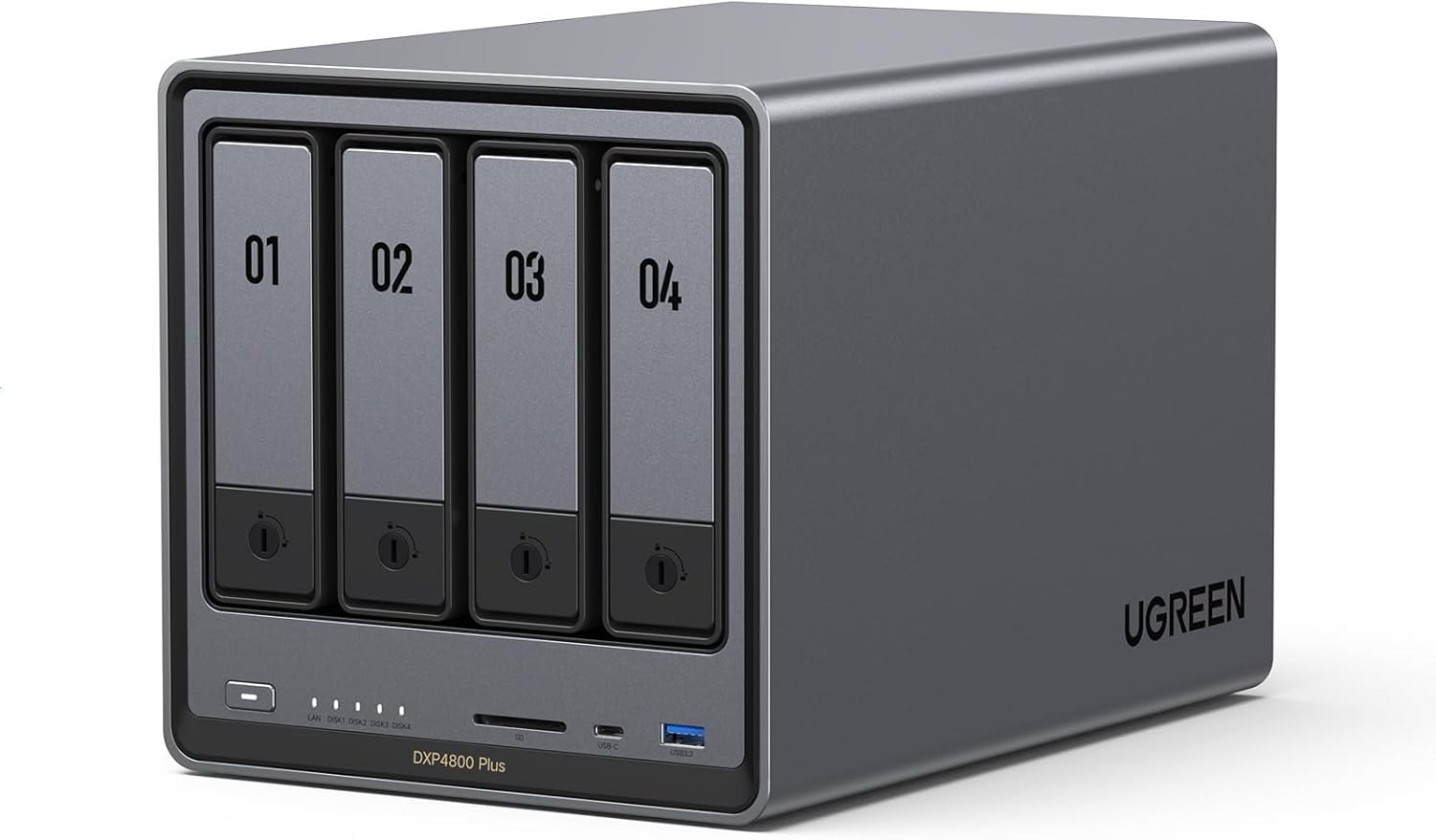 Ugreen Nasync Dxp4800 Plus 4-Bay Desktop Nas, Intel Pentium Gold 8505 5-Core Cpu, 8gb Ddr5 Ram, 128g Ssd, 1 * 10gbe, 1 * 2.5gbe, 2 * M.2 Nvme Slots, 4k Hdmi, Network Attached Storage (diskless)