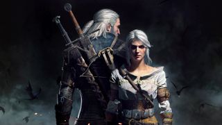 Geralt y Ciri de espaldas el uno al otro