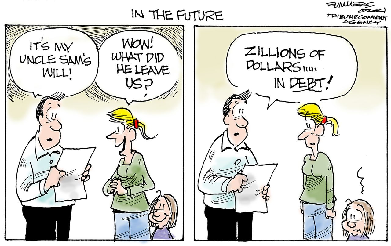 Editorial Cartoon U.S. covid stimulus debt