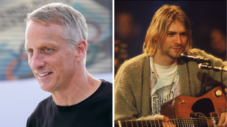 Tony Hawk in 2024 and Kurt Cobain in 1993