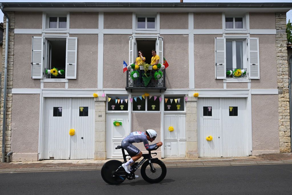 GEVREYCHAMBERTIN FRANCE JULY 05 Silvan Dillier of Switzerland and Team Alpecin Deceuninck sprints during the 111th Tour de France 2024 Stage 7 a 253km individual time trial stage from NuitsSaintGeorges to GevreyChambertin UCIWT on July 05 2024 in GevreyChambertin France Photo by Dario BelingheriGetty Images