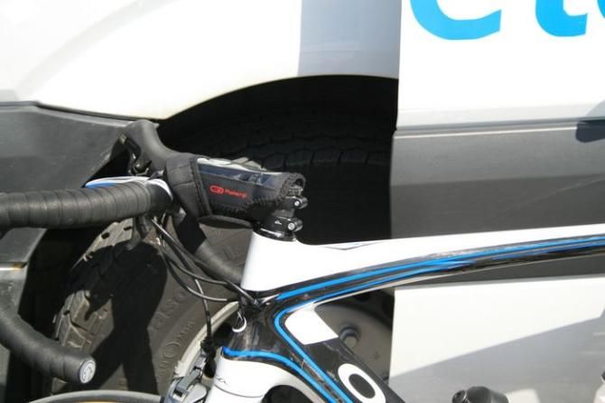 Nicolas Lefrancois (Novo-Nordisk) has Type 1 Diabetes and carries a computer on his stem to closely monitor blood sugar levels