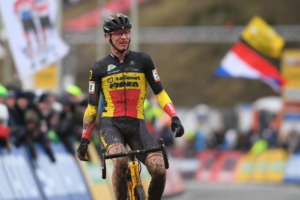 Toon Aerts celebrates winning the World Cup competition