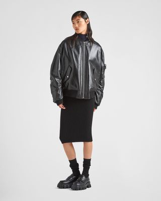 Oversized Nappa Leather Bomber Jacket