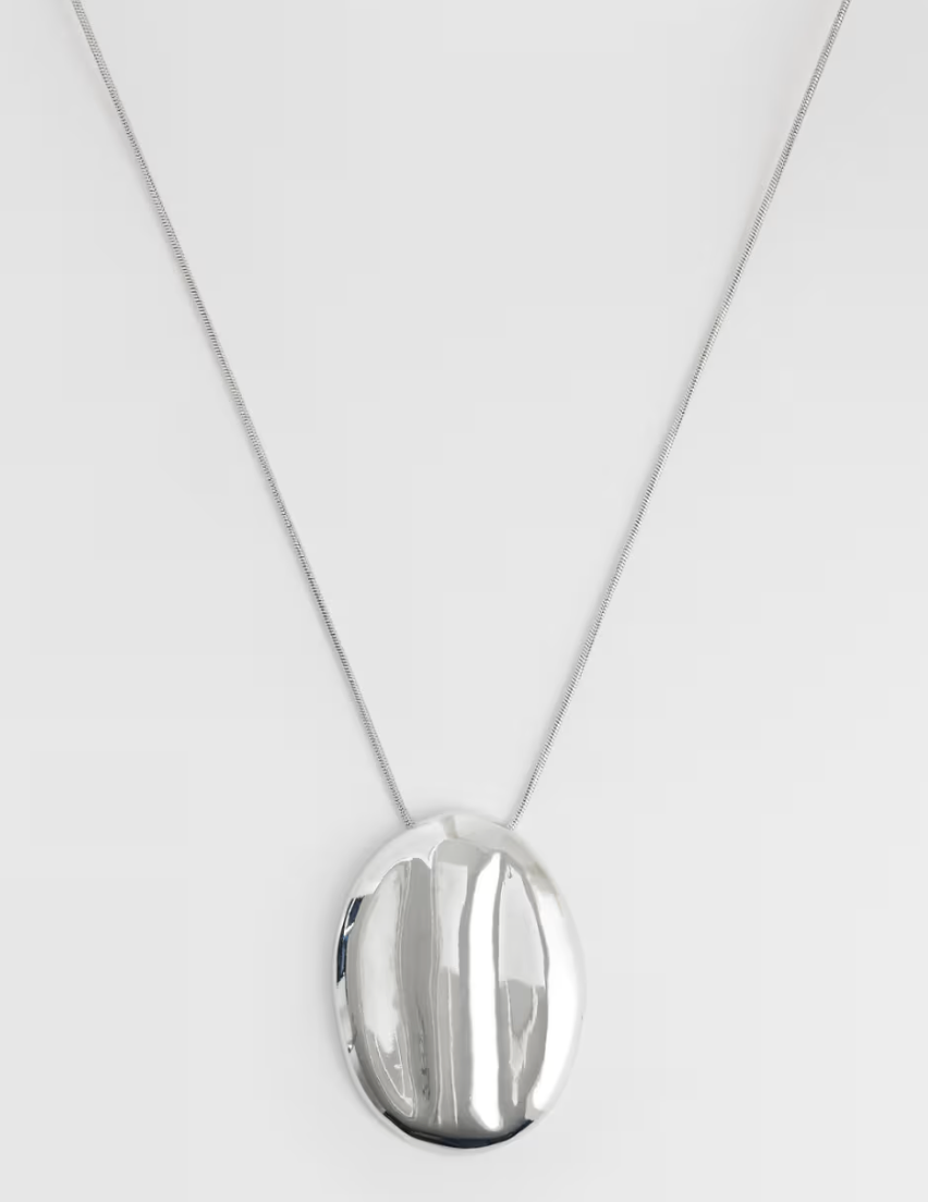 ASOS Design, Long Snake Chain Necklace with Large Oval Pendant