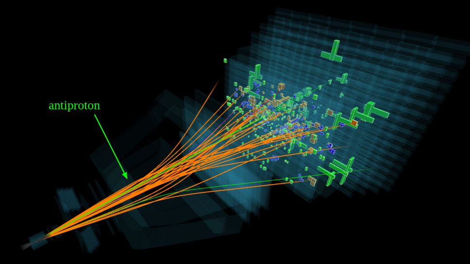 Graphic depicting a proton-proton collision.