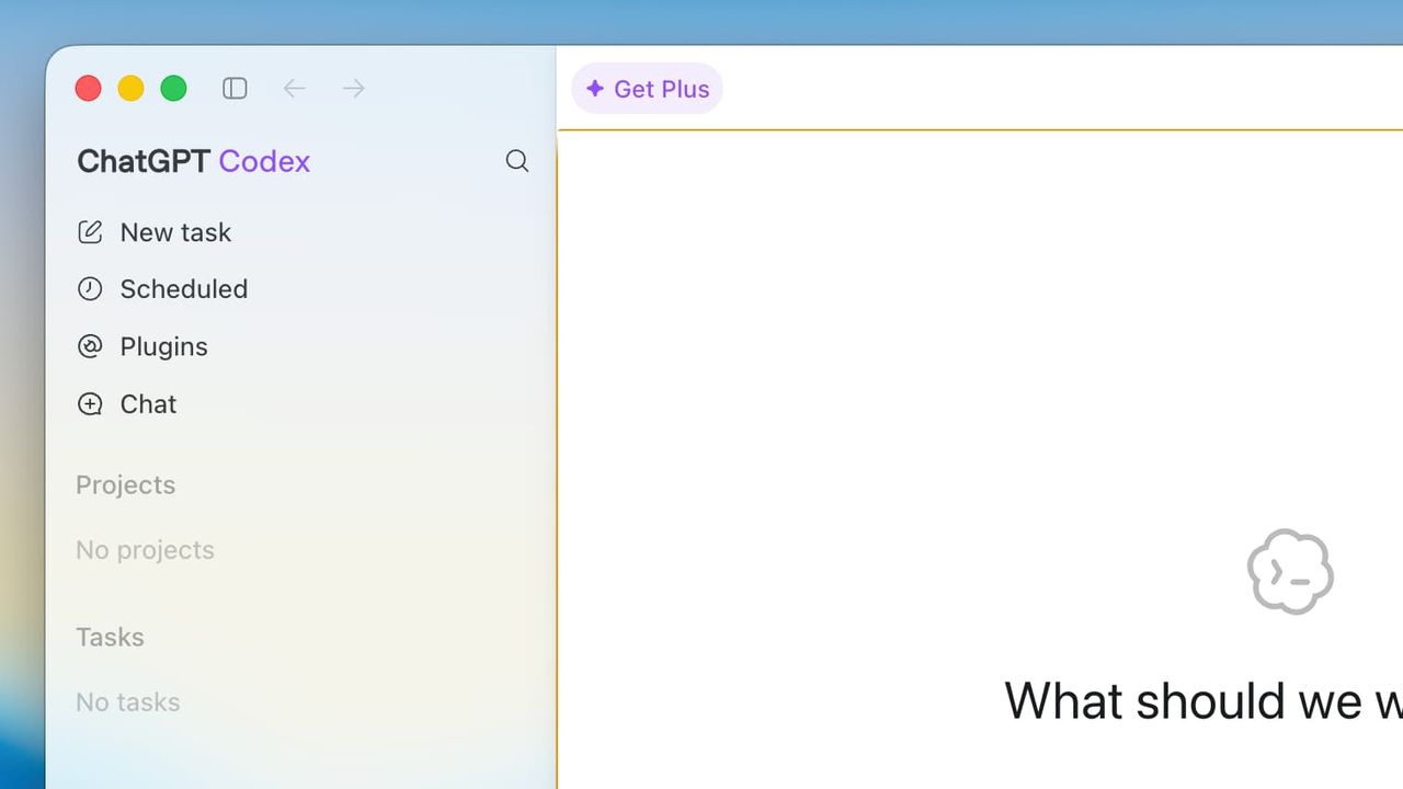 The ChatGPT app showing its Codex mode.