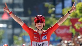 Tadej Pogacar celebrating at La Vuelta a Espana 2026