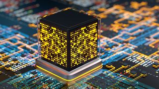 A digital concept of a Quantum computer CPU